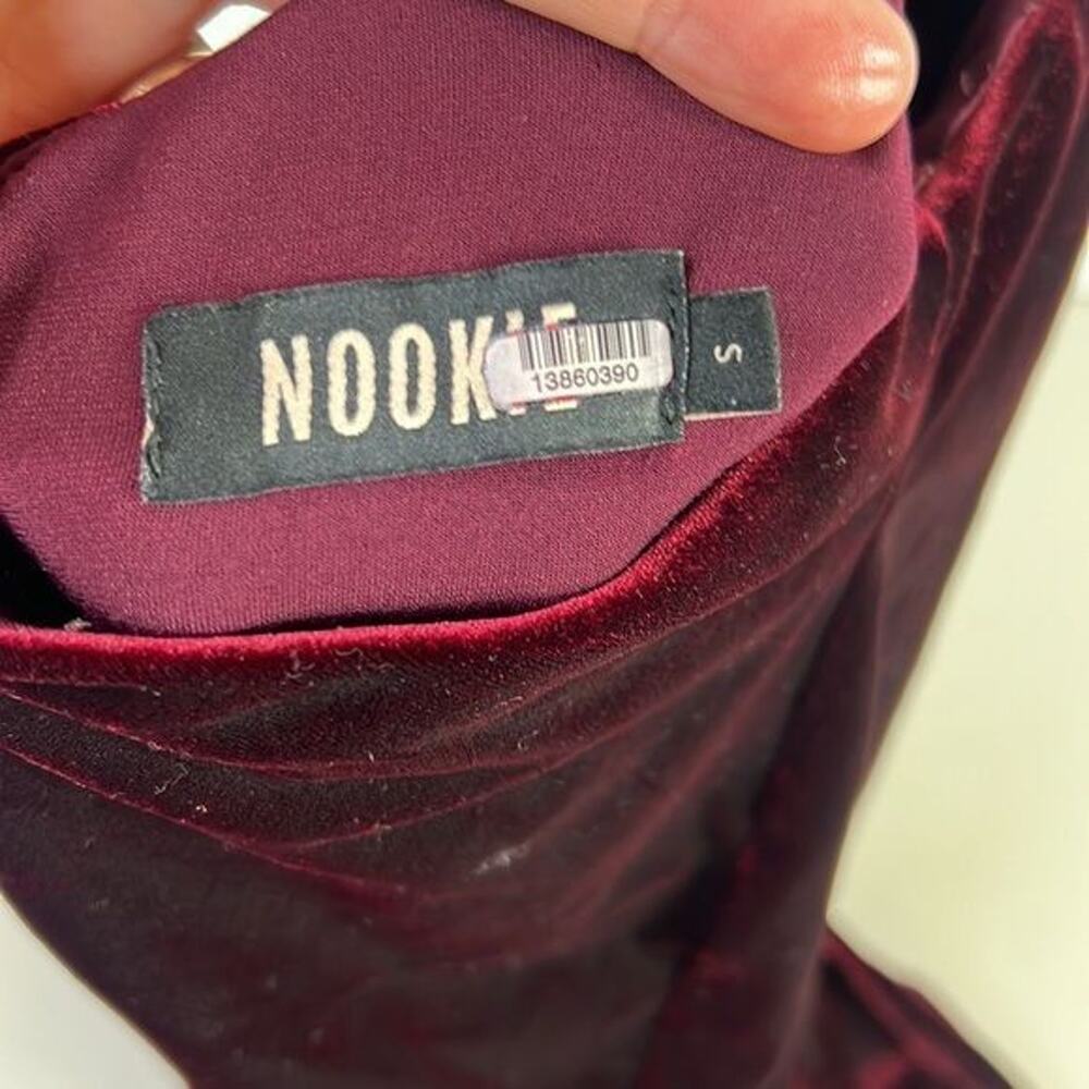 RTR NookieDejavu Velvet Midi Dress Sz Small Cutout Burgundy midi sexy fitted - Picture 8 of 10